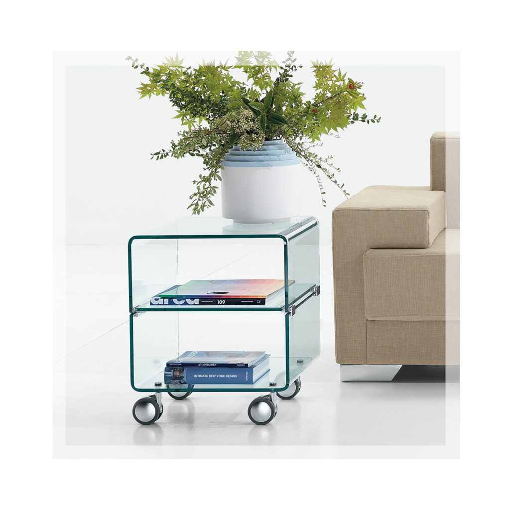 Della Chiara tavolino, comodino in vetro con ruote - vendita online